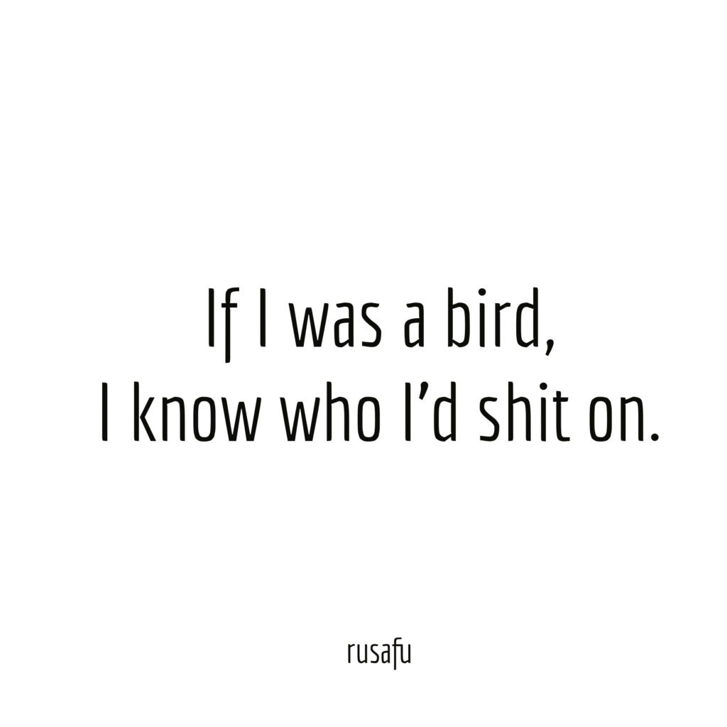 If I was a bird, I know who I'd shit on.