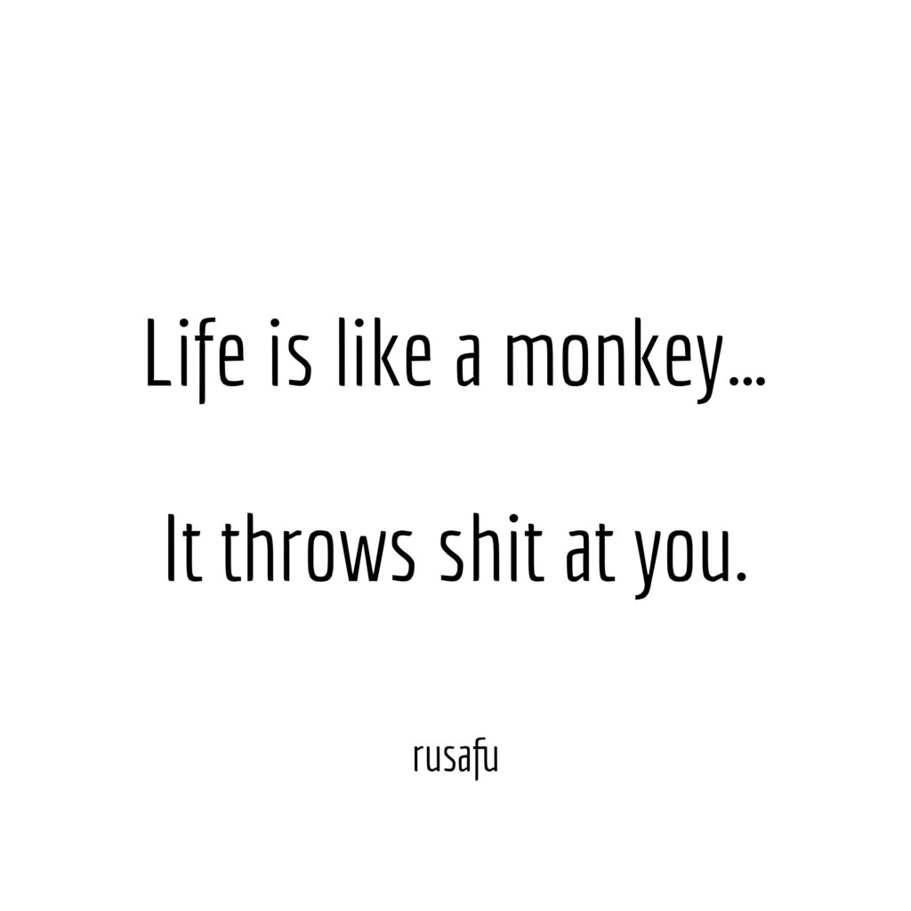 Life is like a monkey… It throws shit at you.