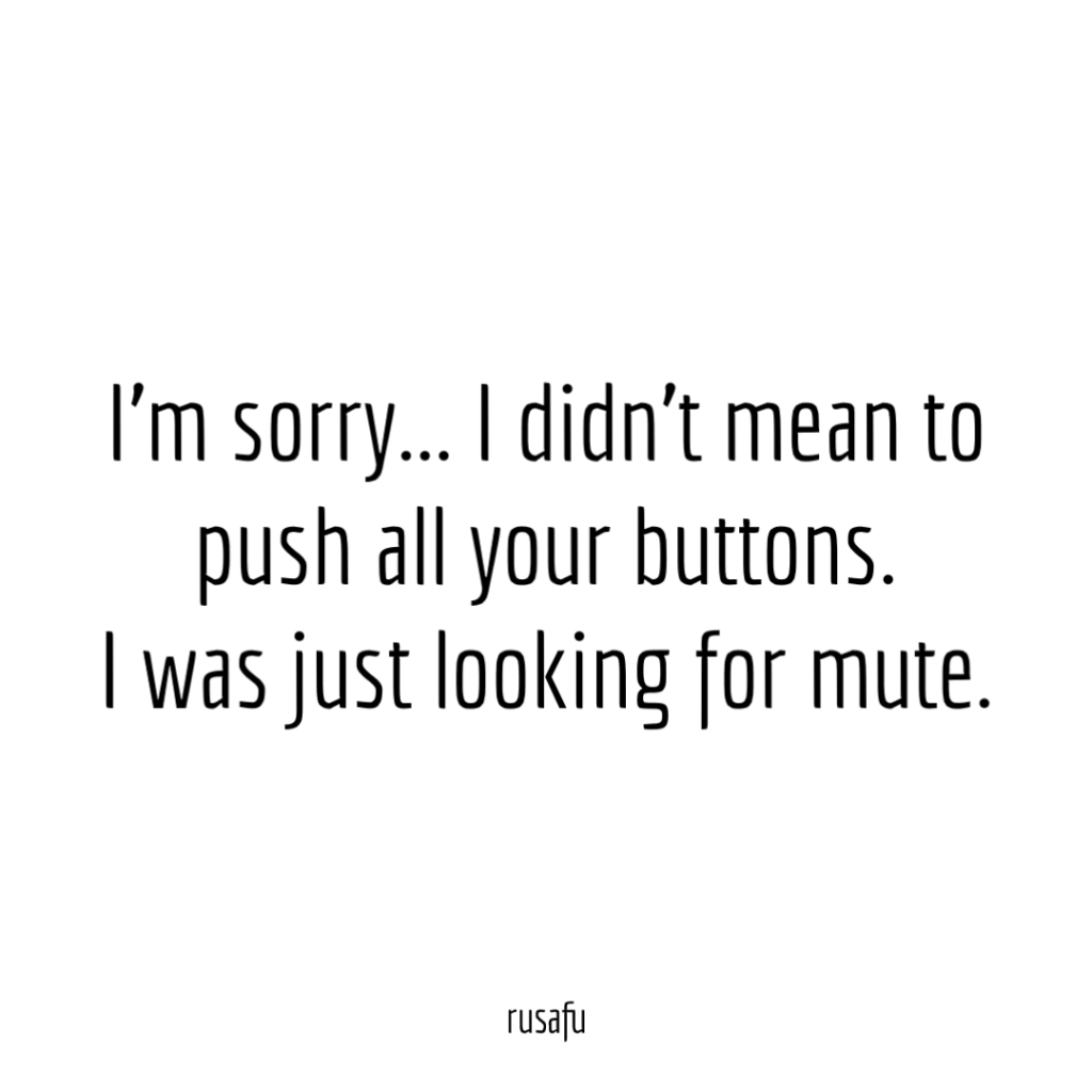 I'm sorry... I didn't mean to push all your buttons. I was just looking for mute.
