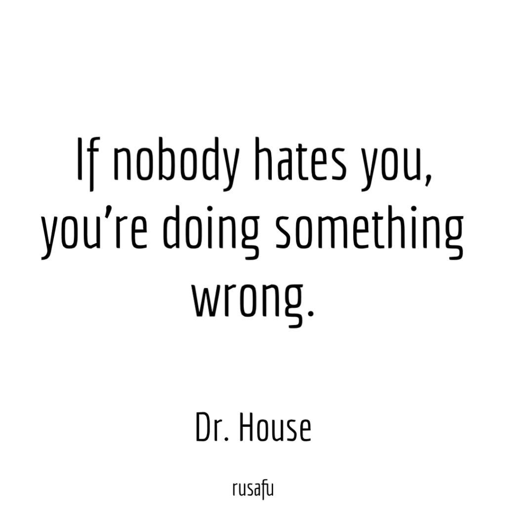 If nobody hates you, you're doing something wrong. - Dr. House
