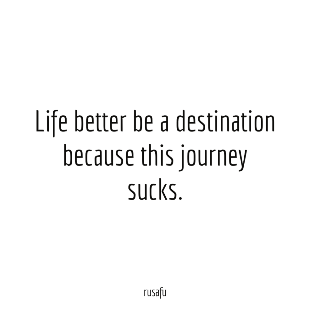 Life better be a destination because this journey sucks.