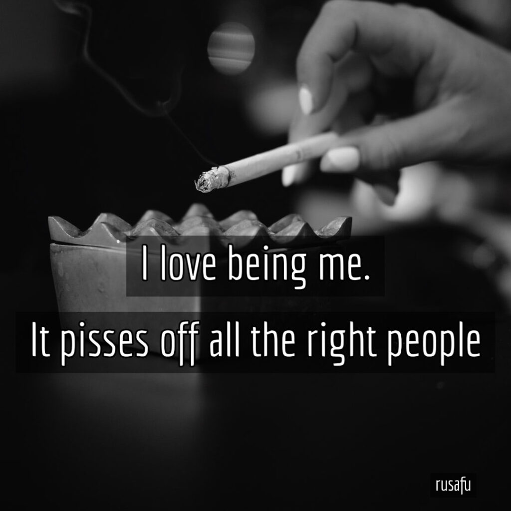 I love being me. It pisses off all the right people.