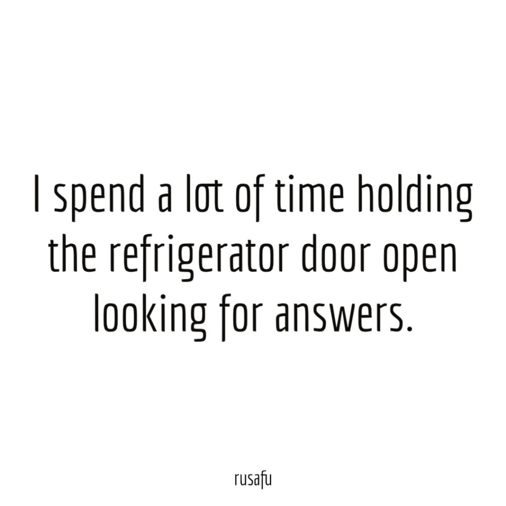 I spend a lot of time holding the refrigerator door open looking for answers.